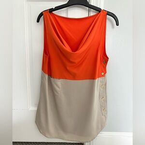 Ann Taylor color block top with button detail.
